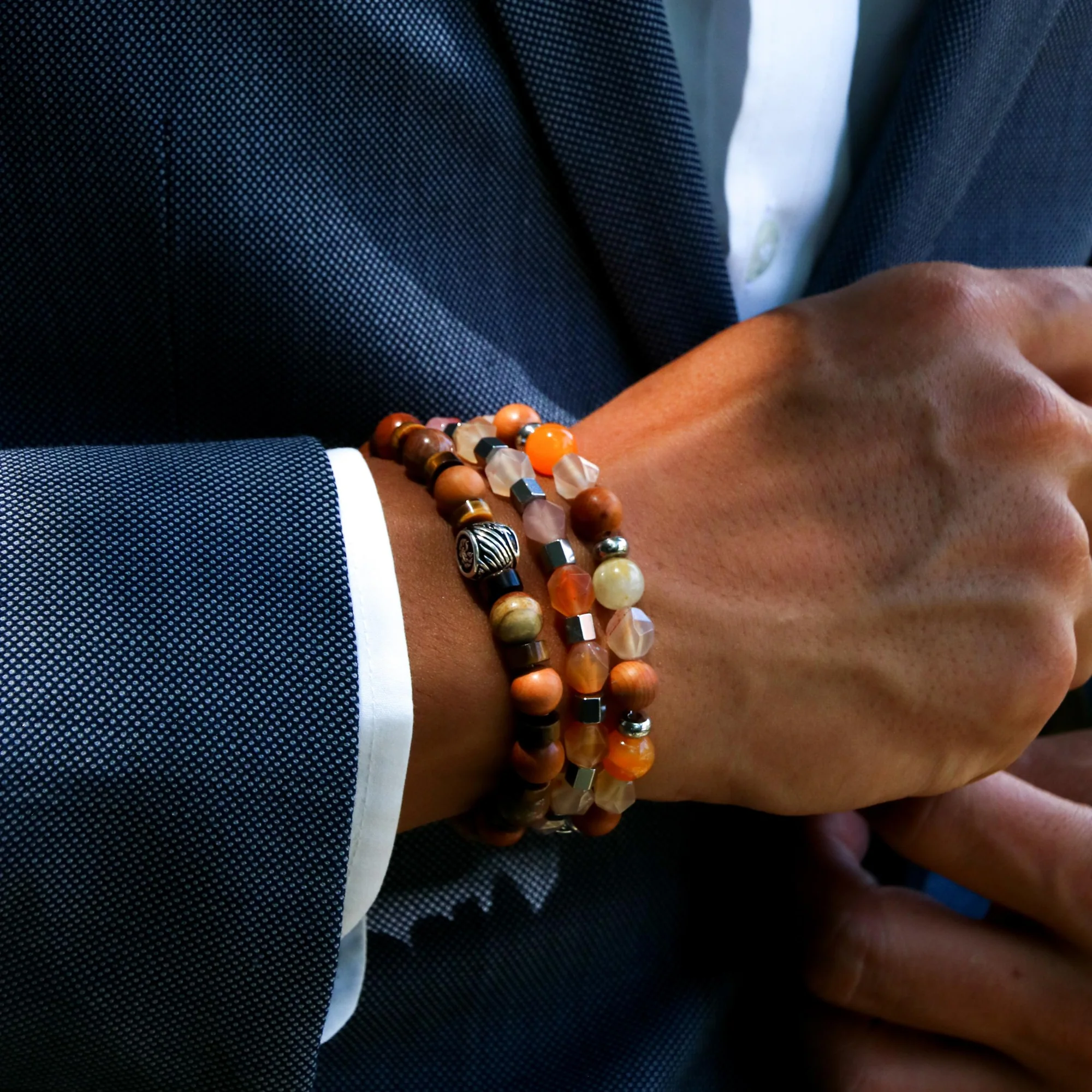 Old Fashioned | Emperor Obsidian Tiger Eye Sterling Silver Stack Bracelet - Image 2