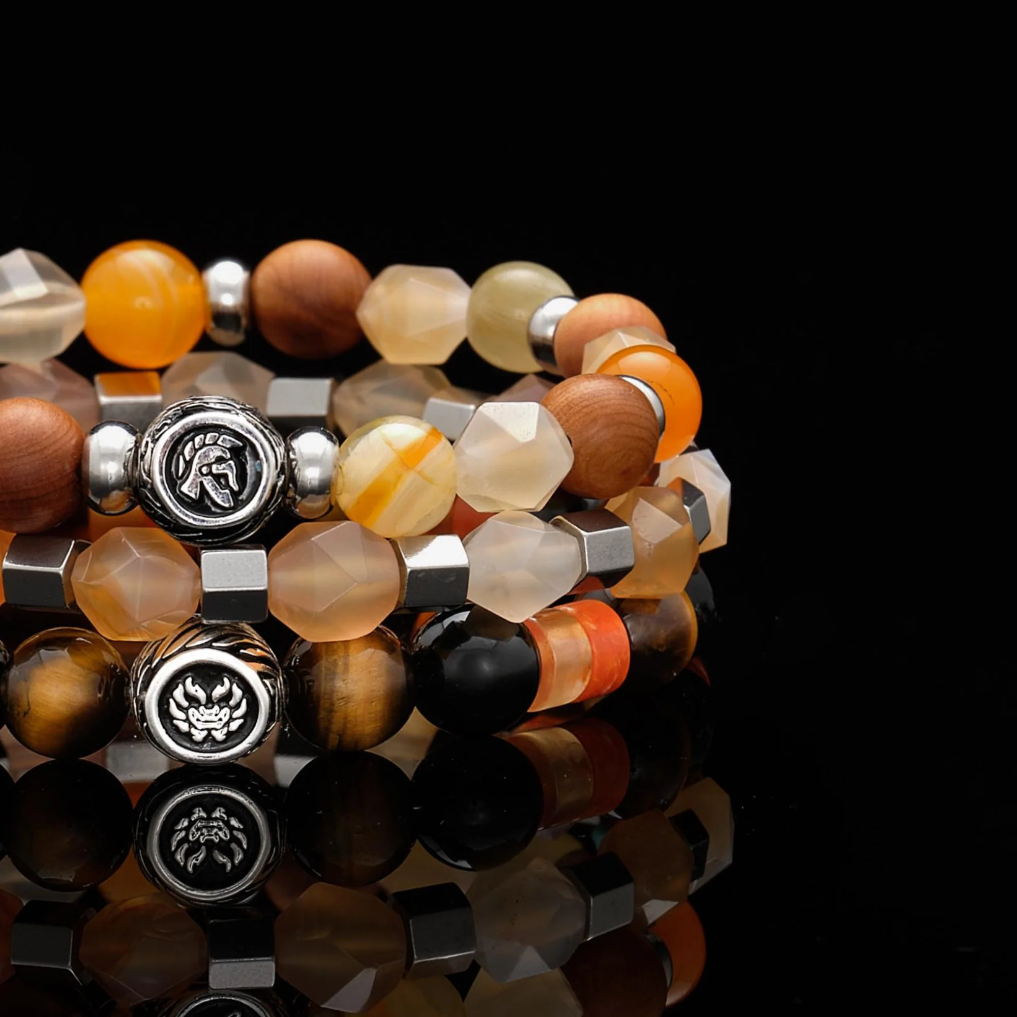 Old Fashioned | Emperor Obsidian Tiger Eye Sterling Silver Stack Bracelet - Image 5
