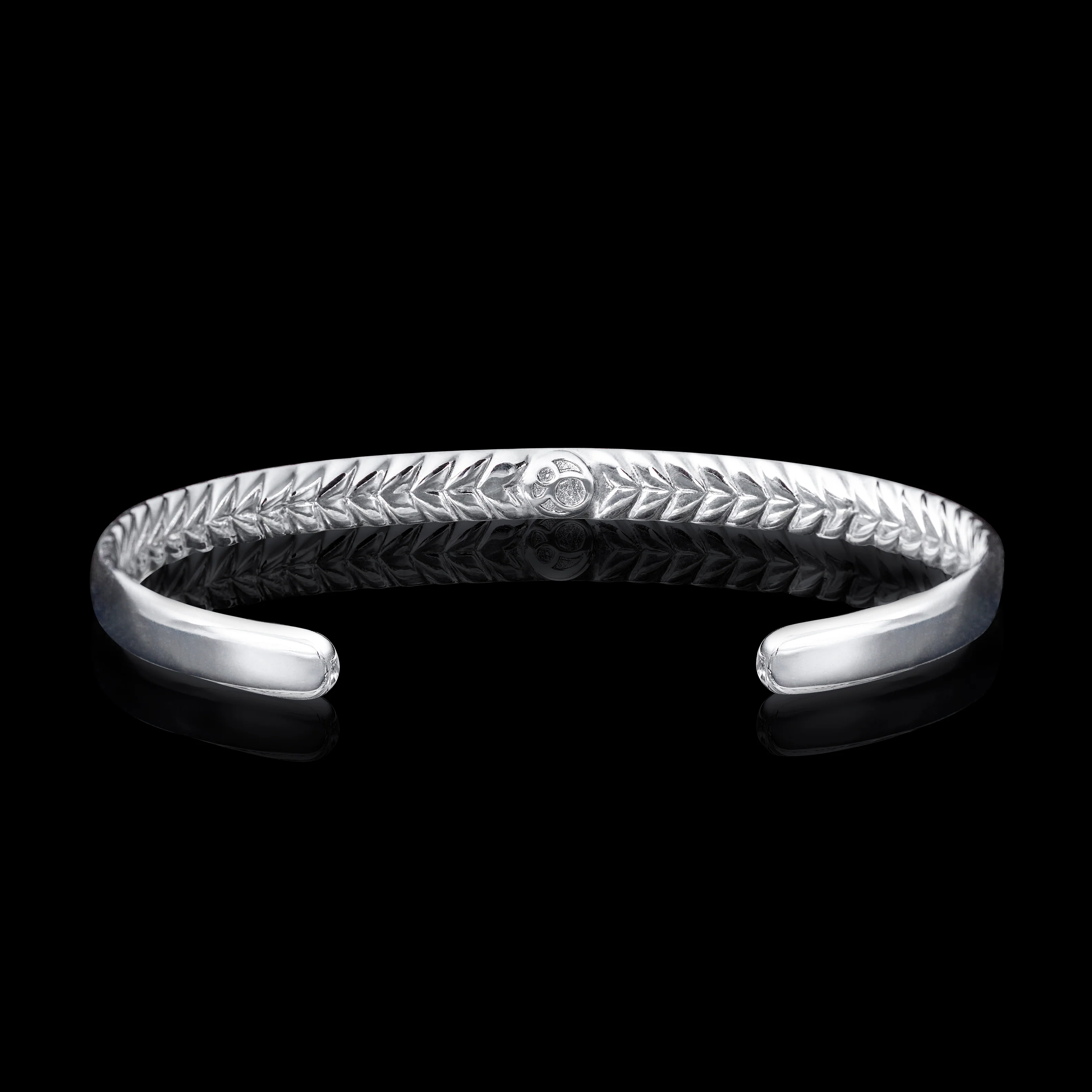 Omega 925 Silver Back Engraved Cuff Bracelet