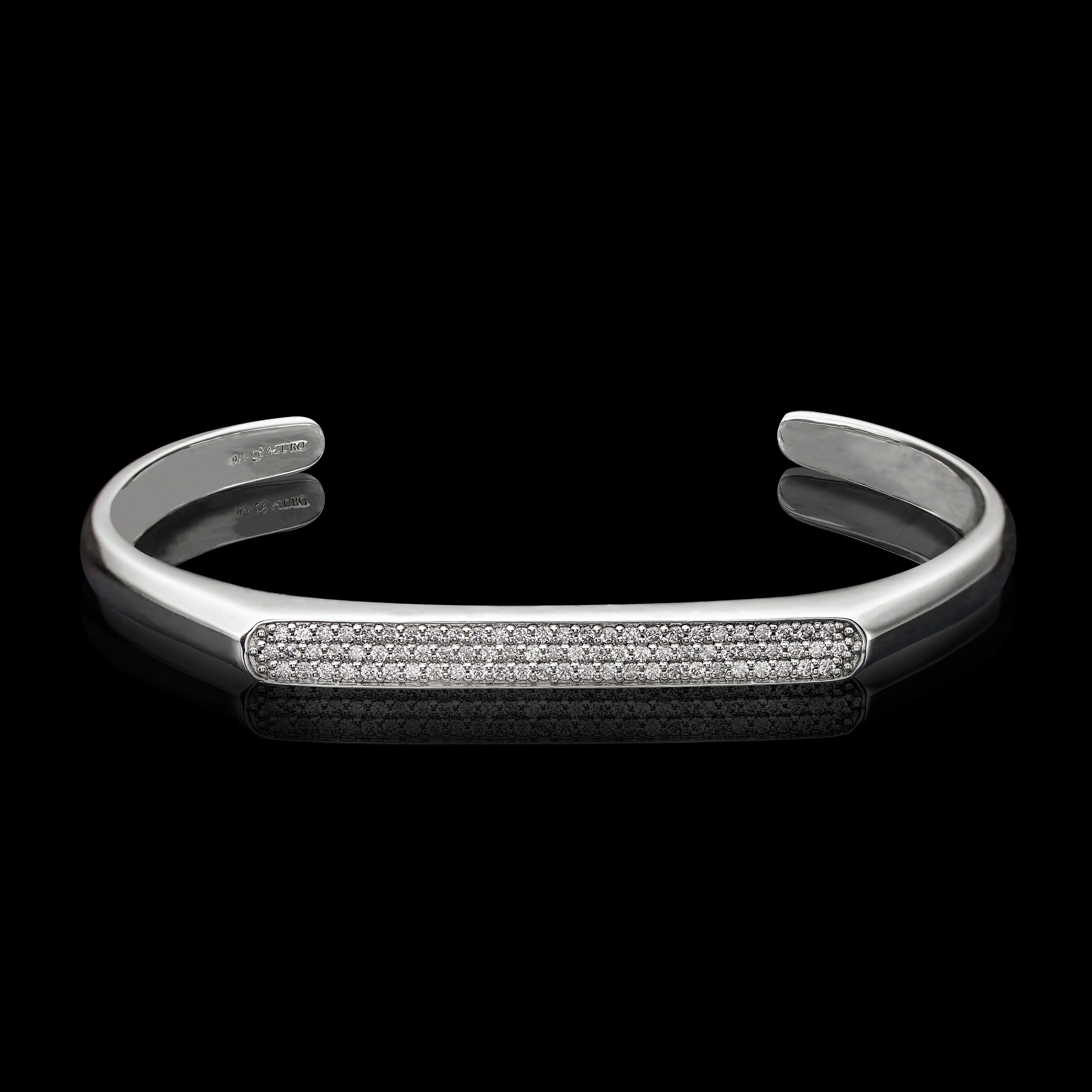 Omega 925 Silver Pave White CZ Cuff Bracelet