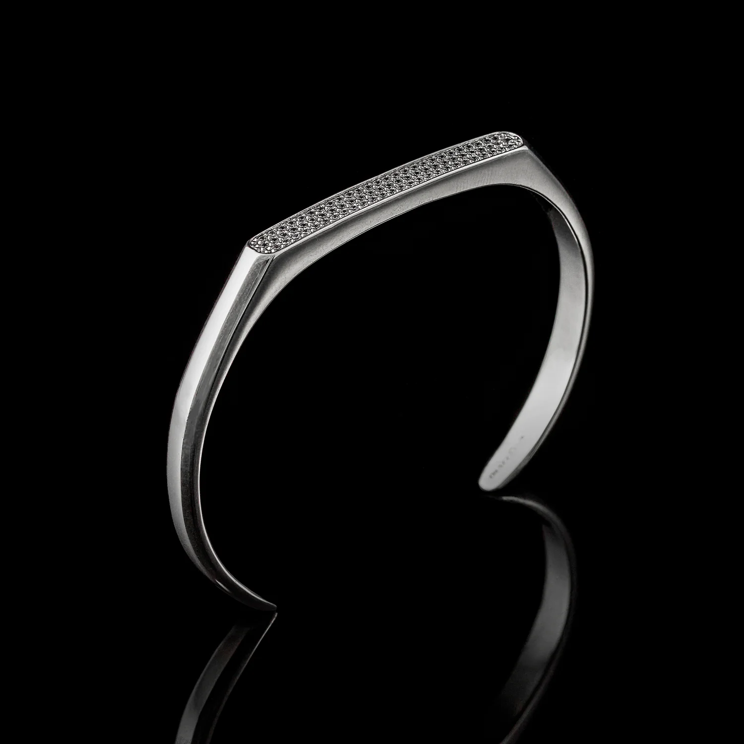 Omega 925 Silver Pave White CZ Cuff Bracelet - Image 2