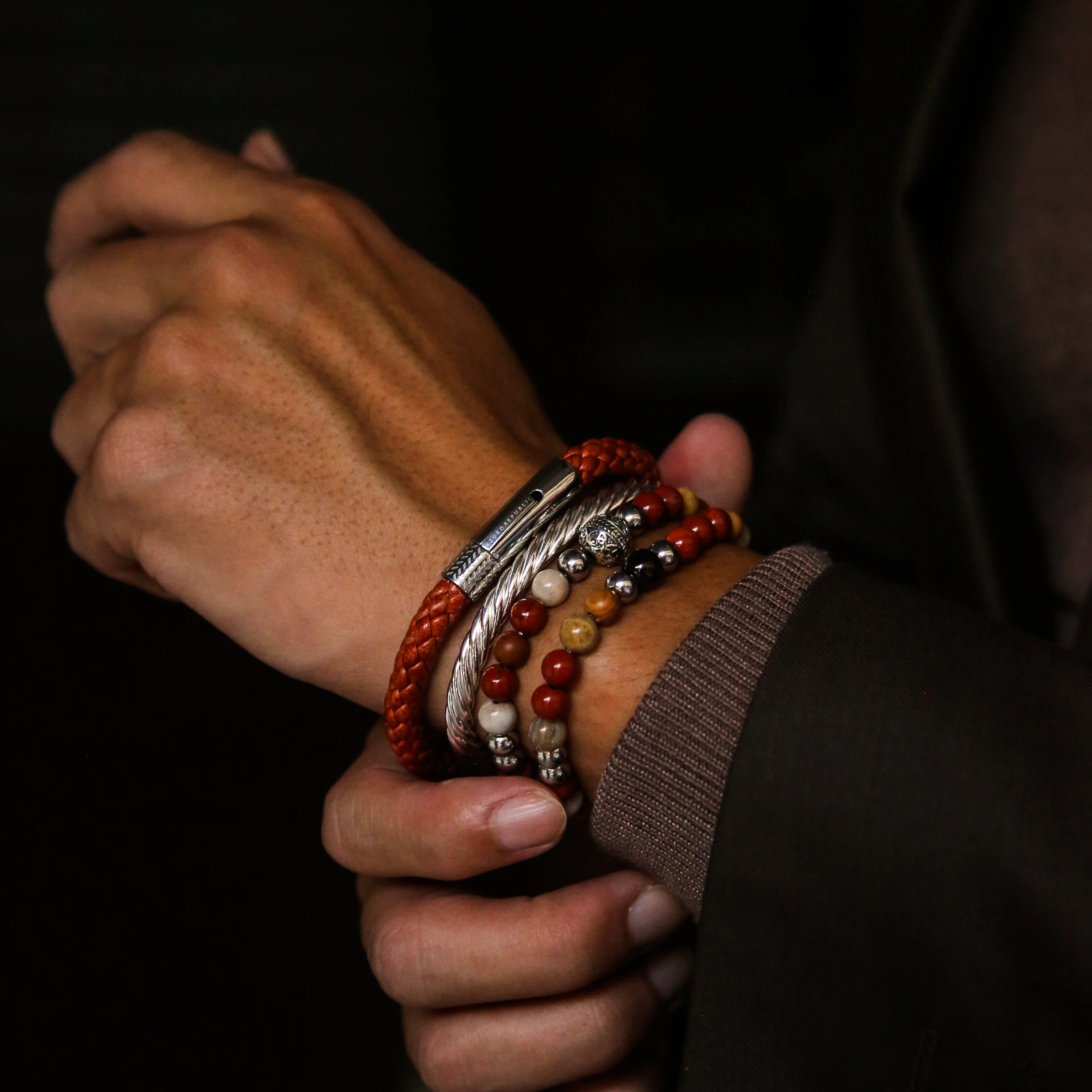Orange Leather Bracelet - Image 2