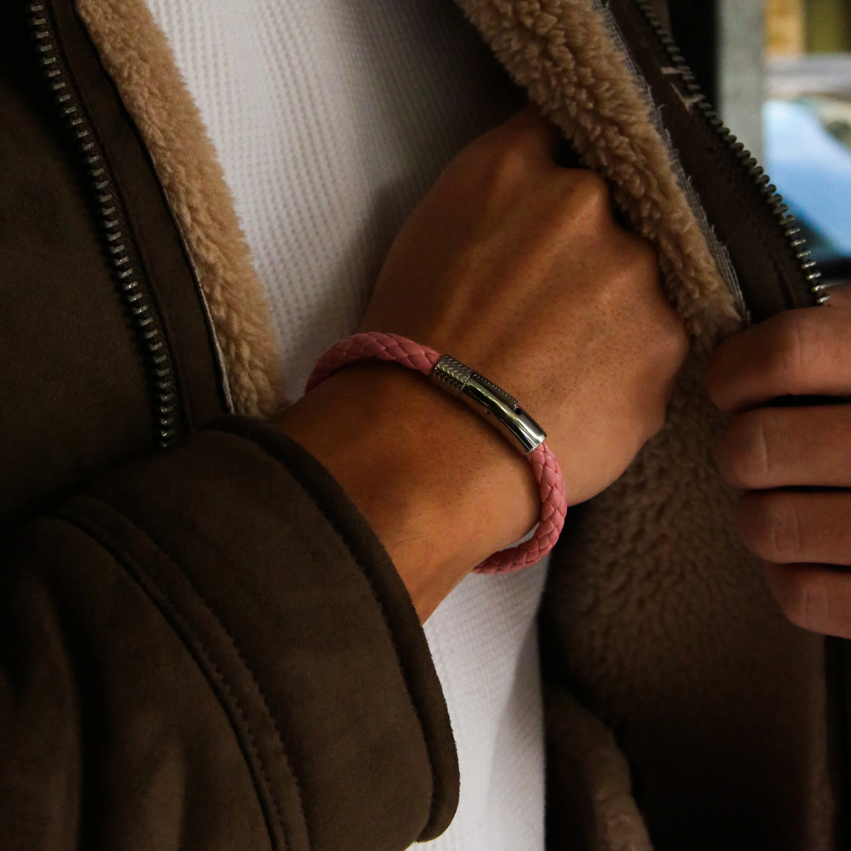 Pink Leather Bracelet - Image 2