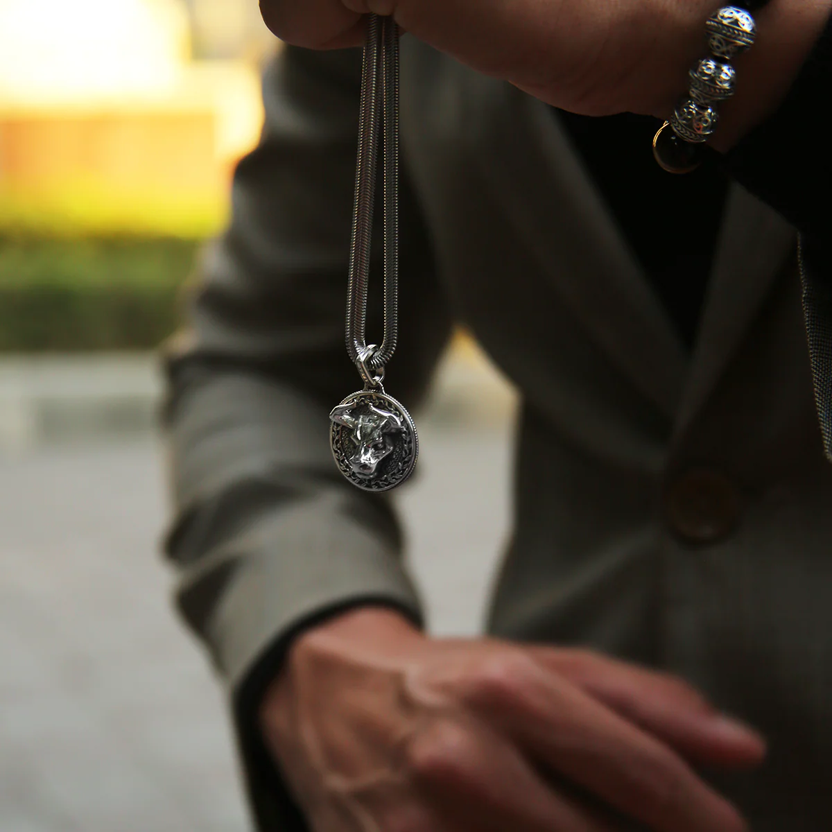 Bull Silver Pendant Necklace - Image 7