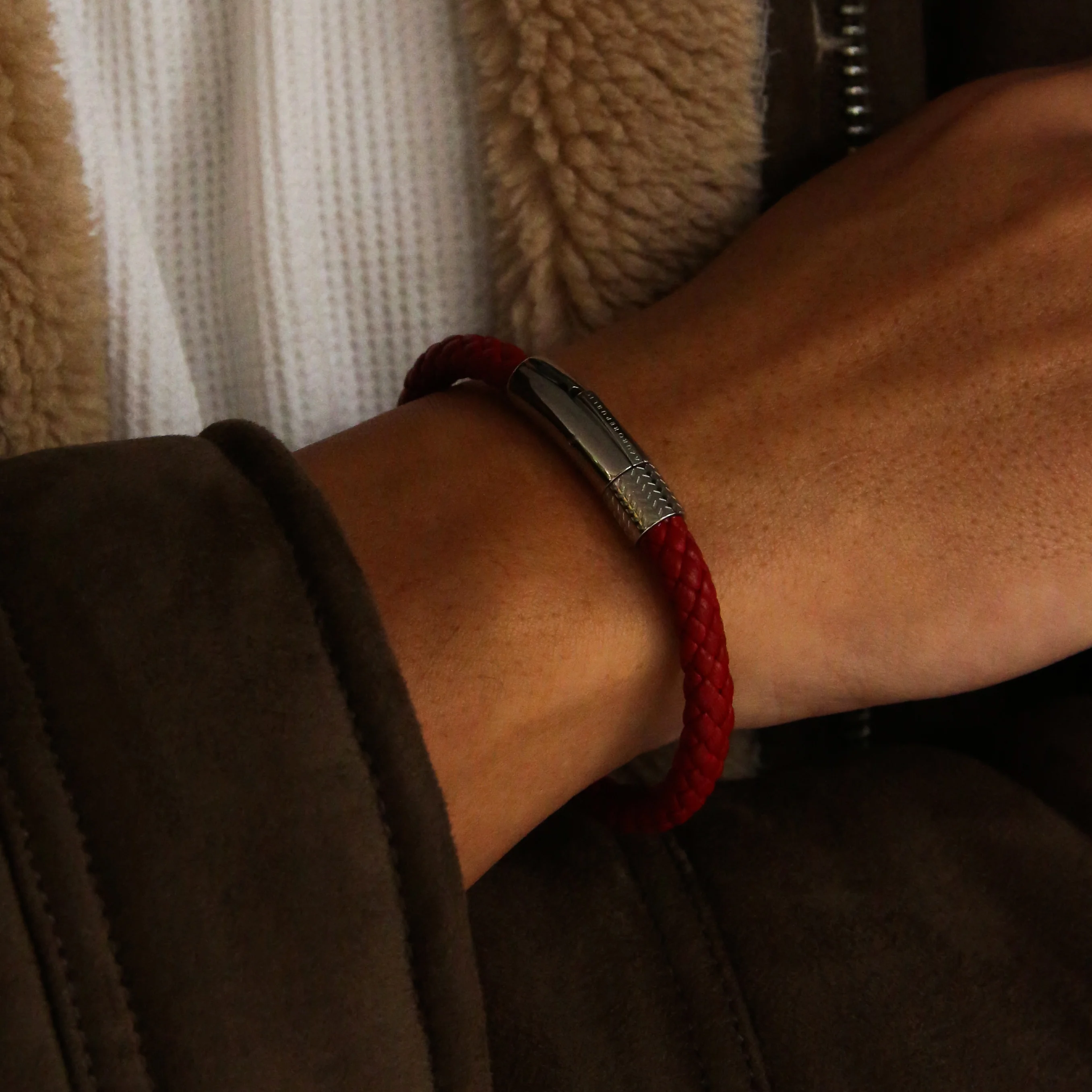 Red Leather Bracelet - Image 3