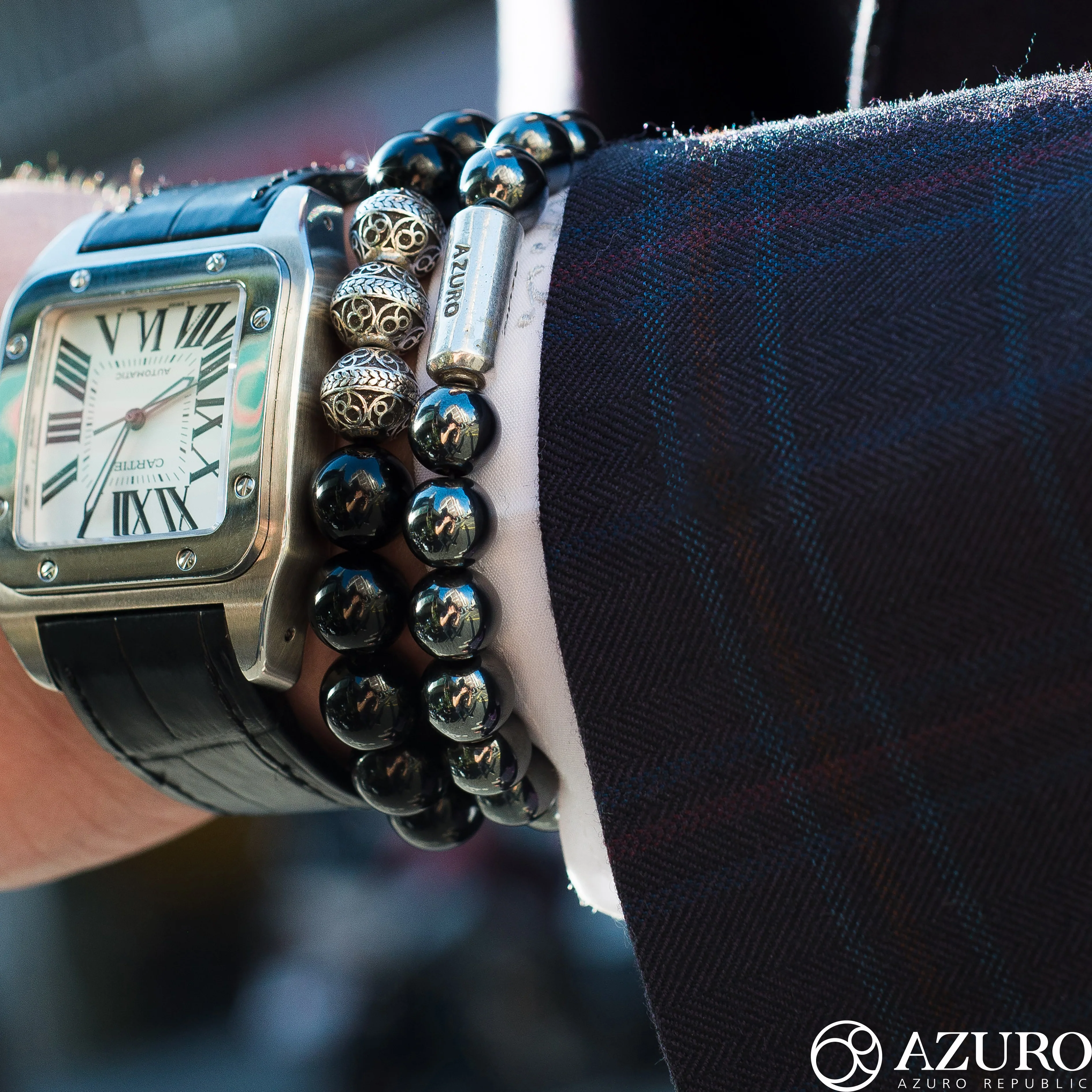 Classic Silver Obsidian Bracelet - Image 3