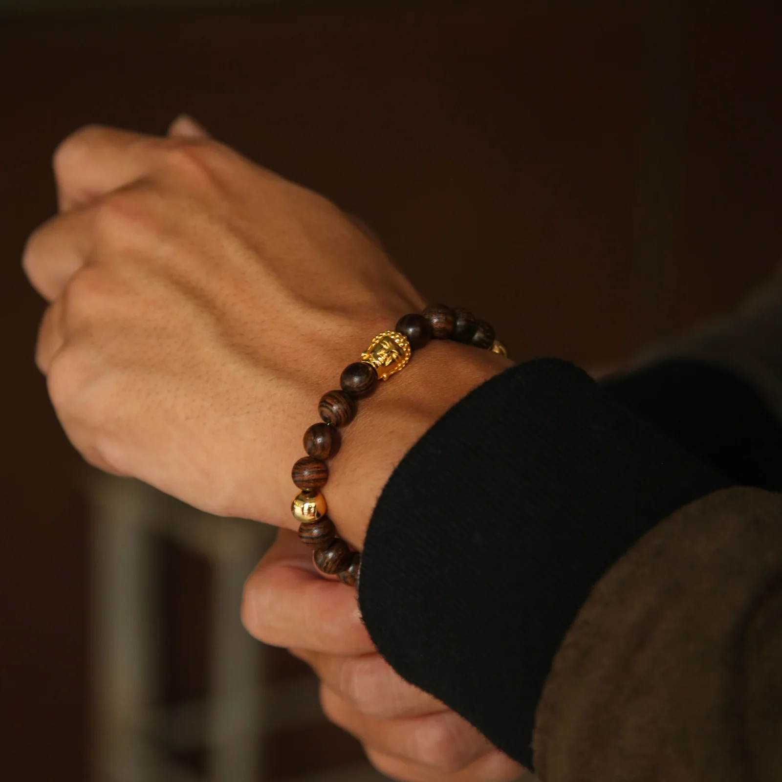 Gold Buddha Bracelet with Wood Crystal - Image 3