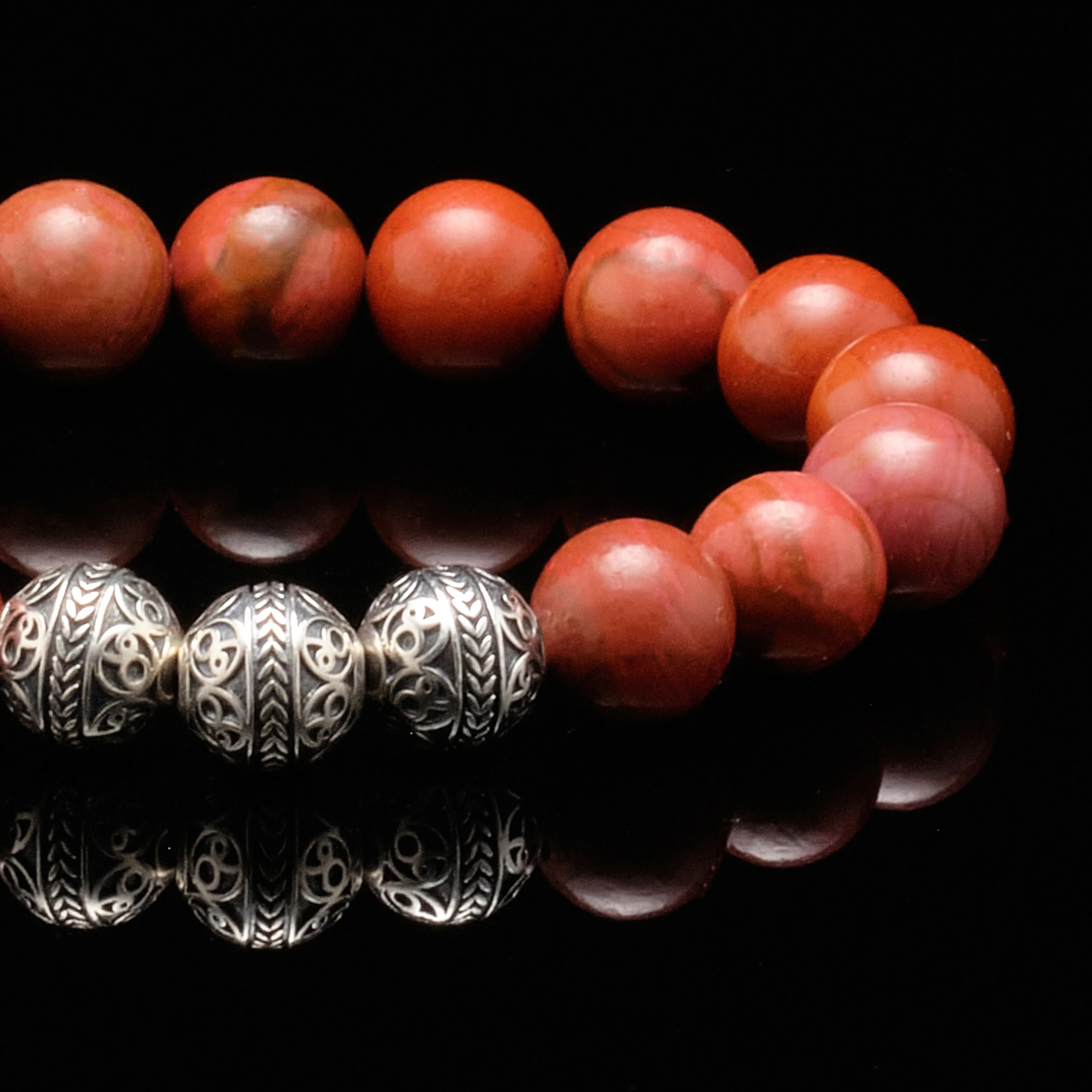 SILVER CLASSIC RED JASPER BRACELET - Image 2