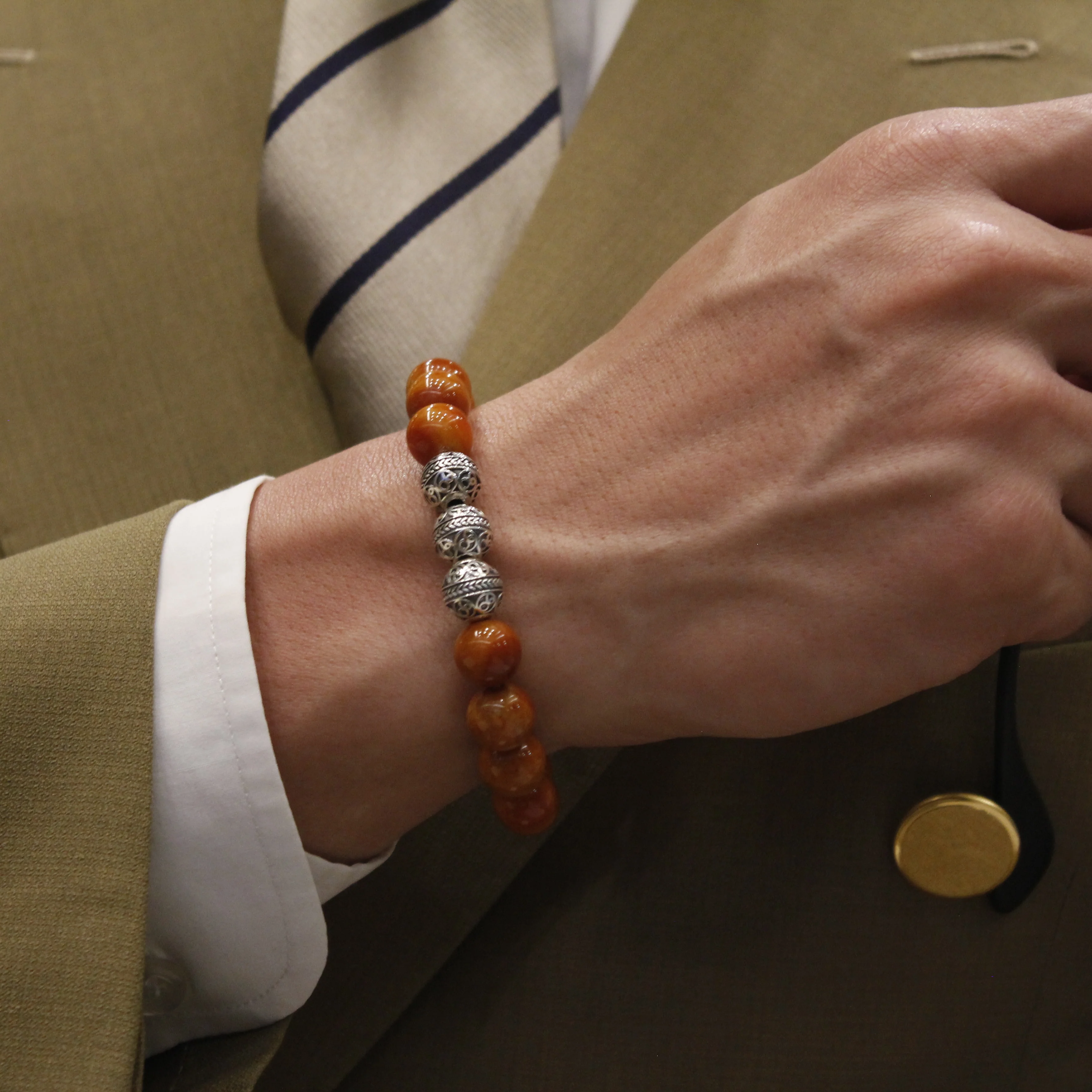 SILVER CLASSIC RED JASPER BRACELET - Image 4