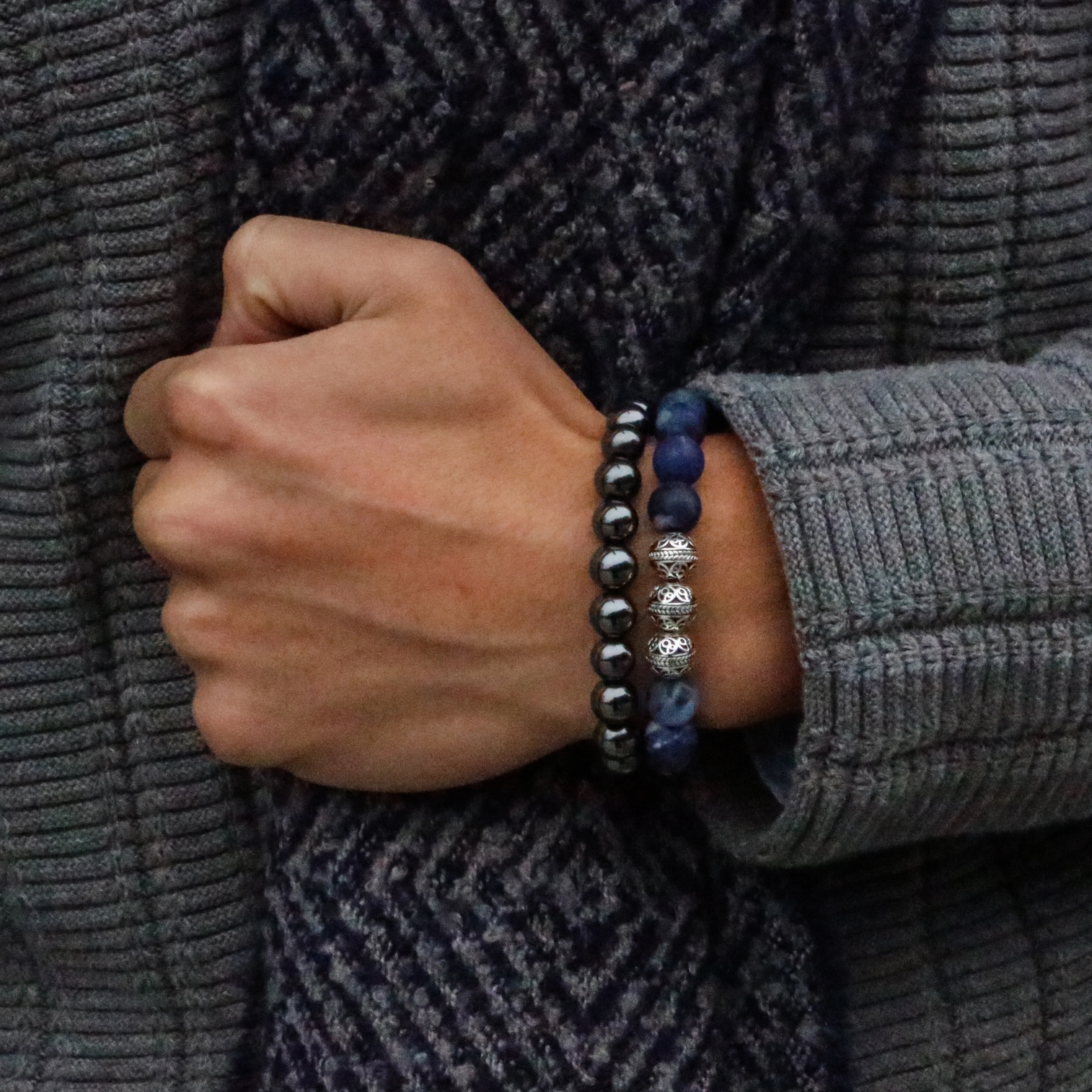 Classic Silver Sodalite Beaded Bracelet - Image 4