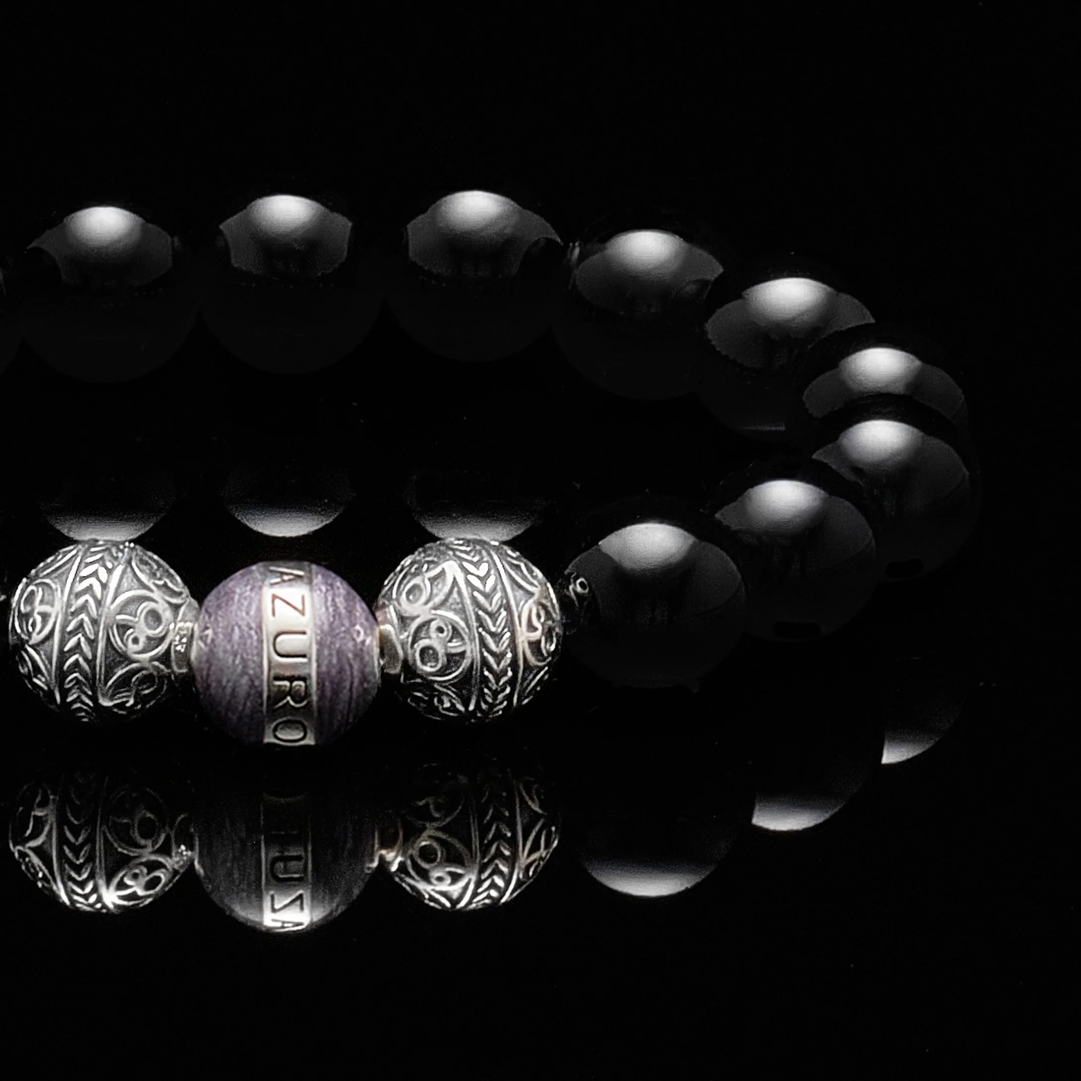 Silver Enamel Grey Obsidian - Image 2