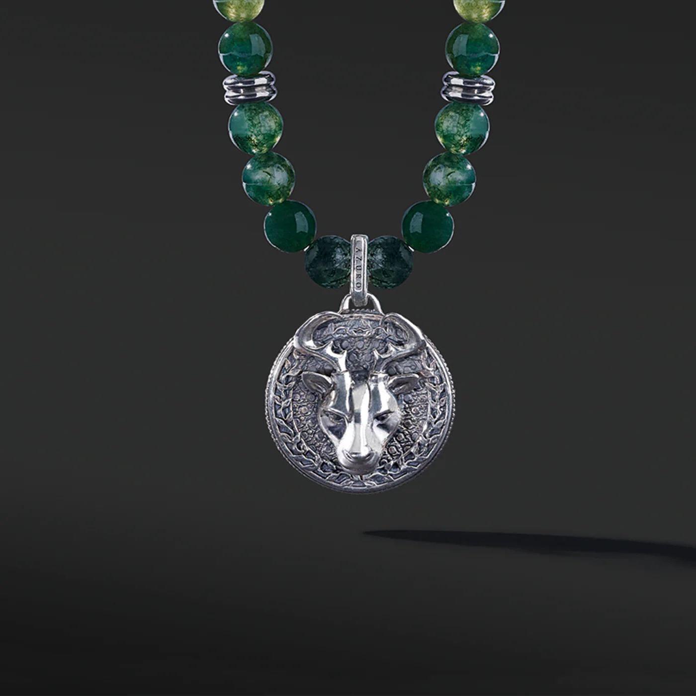 Silver Green Agate Beaded Necklace with Pendant - Image 6