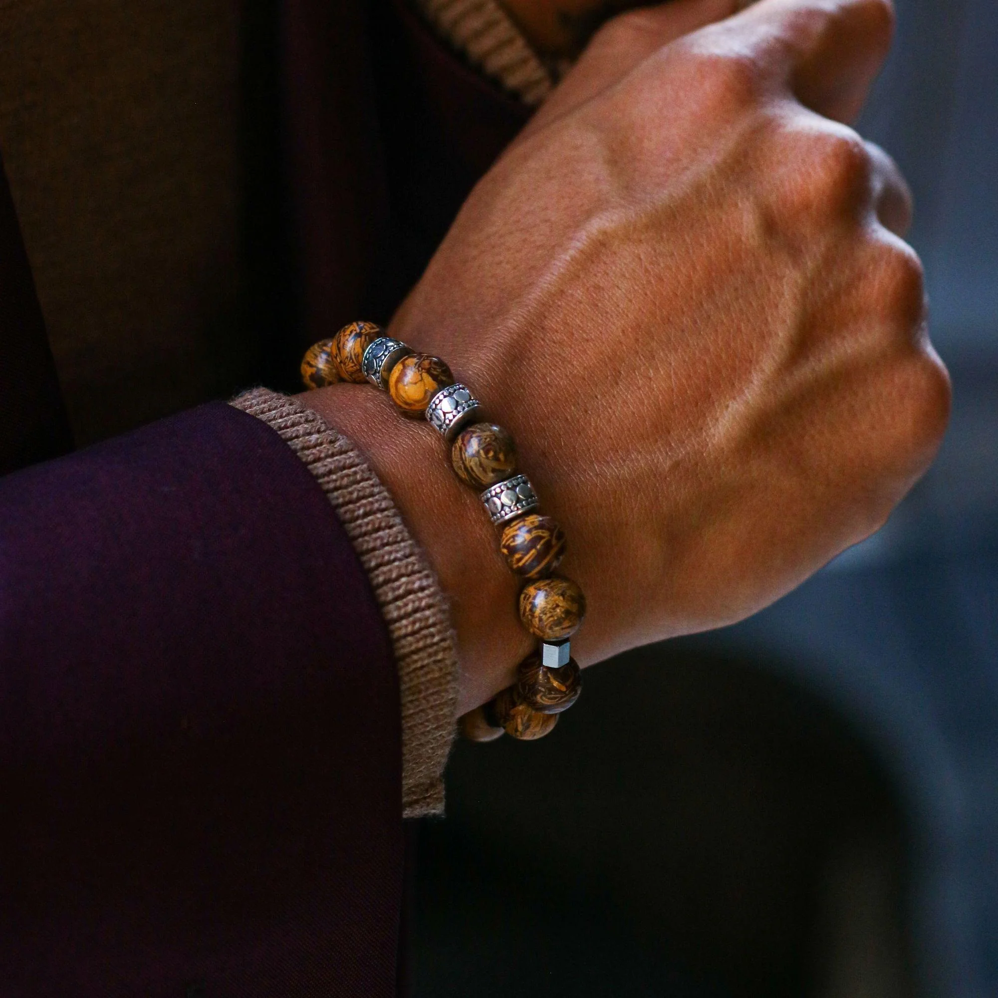 Silver Spacer Sacral Chakra Bracelet - Image 3