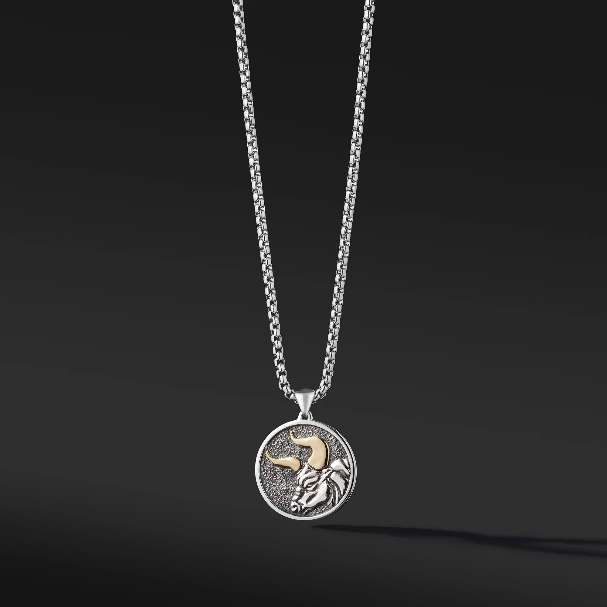 Taurus Pendant Zodiac Necklace - Sterling Silver with 18K Solid Gold - Image 2
