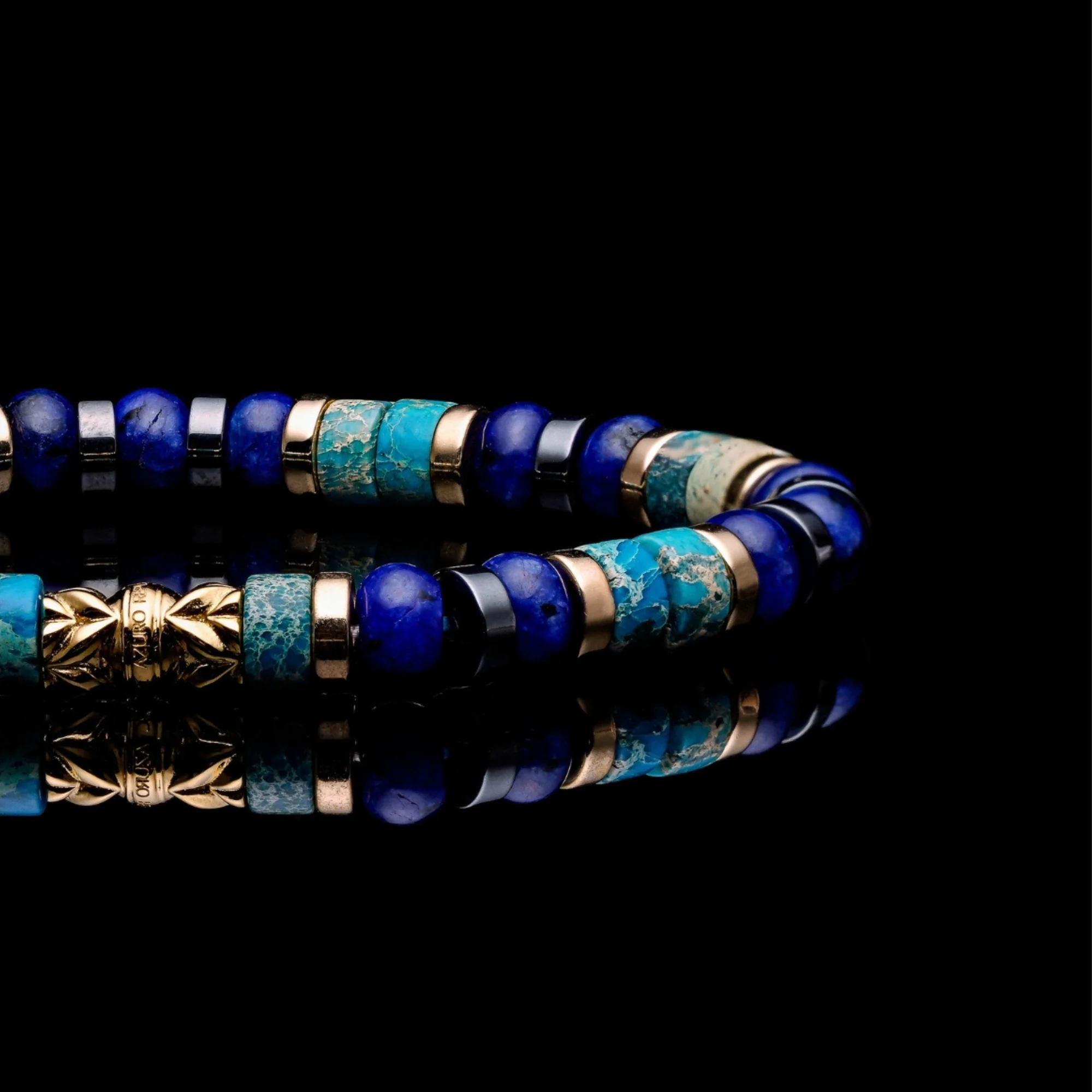 The Coral | Lapis, Jasper Beaded Bracelet - Image 2