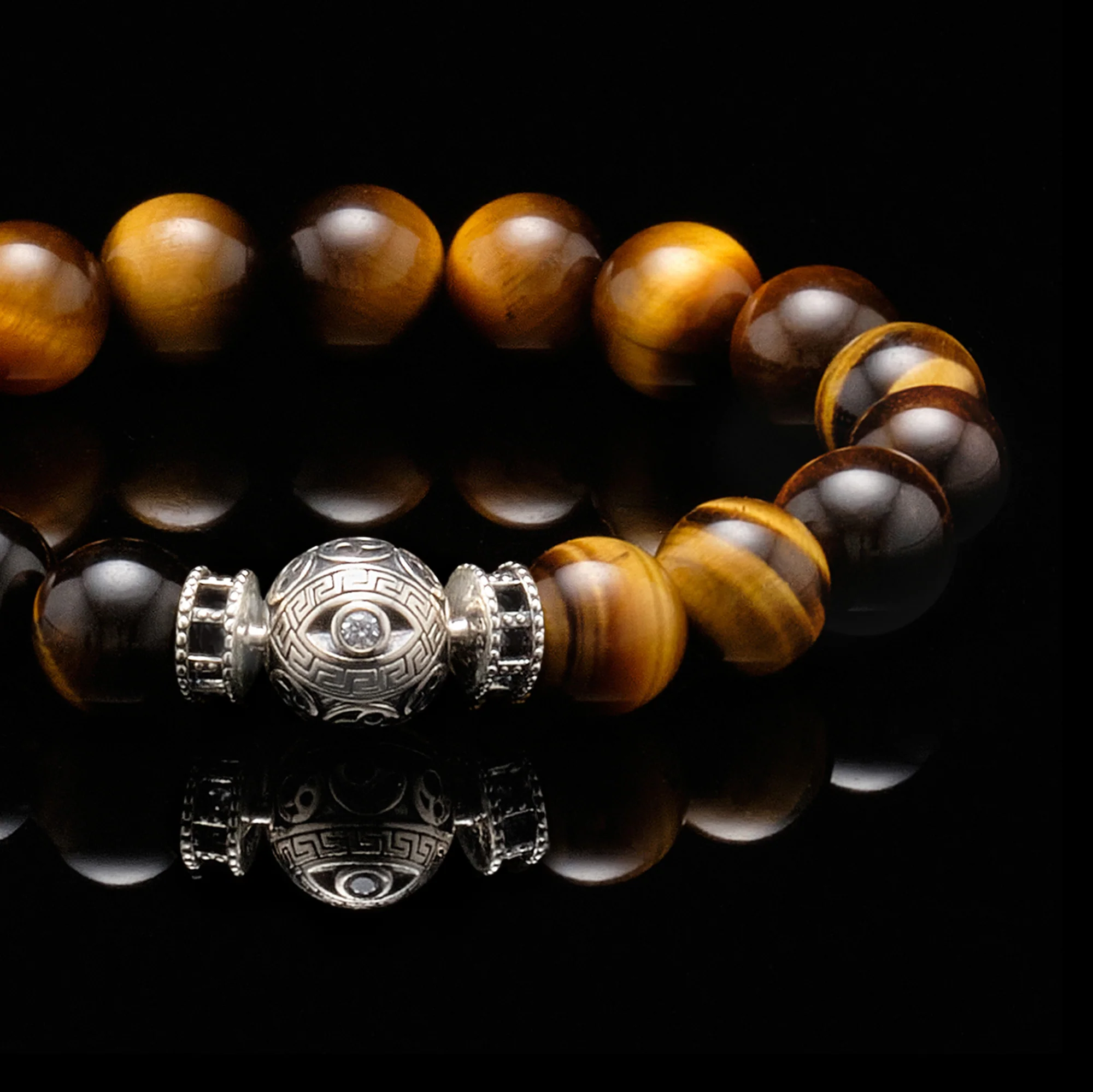 The Silver White Evil Eye Tiger Eye Bracelet - Image 2