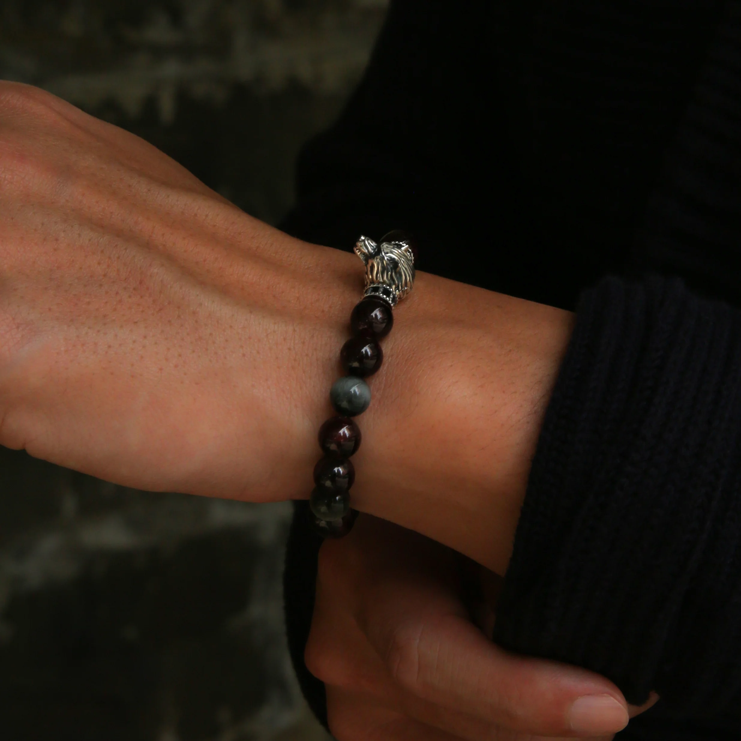 The Blood Moon | Garnet & Hawk Eye Wolf Bracelet - Image 2