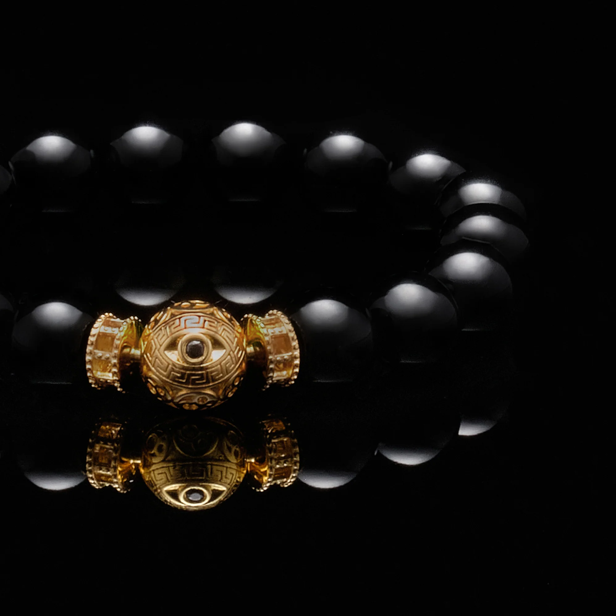The Gold Black Evil Eye Obsidian Bracelet - Image 2