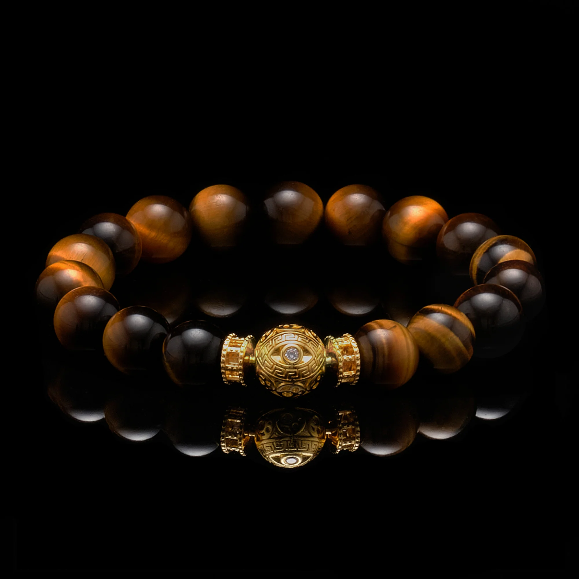 The Gold White Evil Eye Tiger Eye Bracelet - Image 2