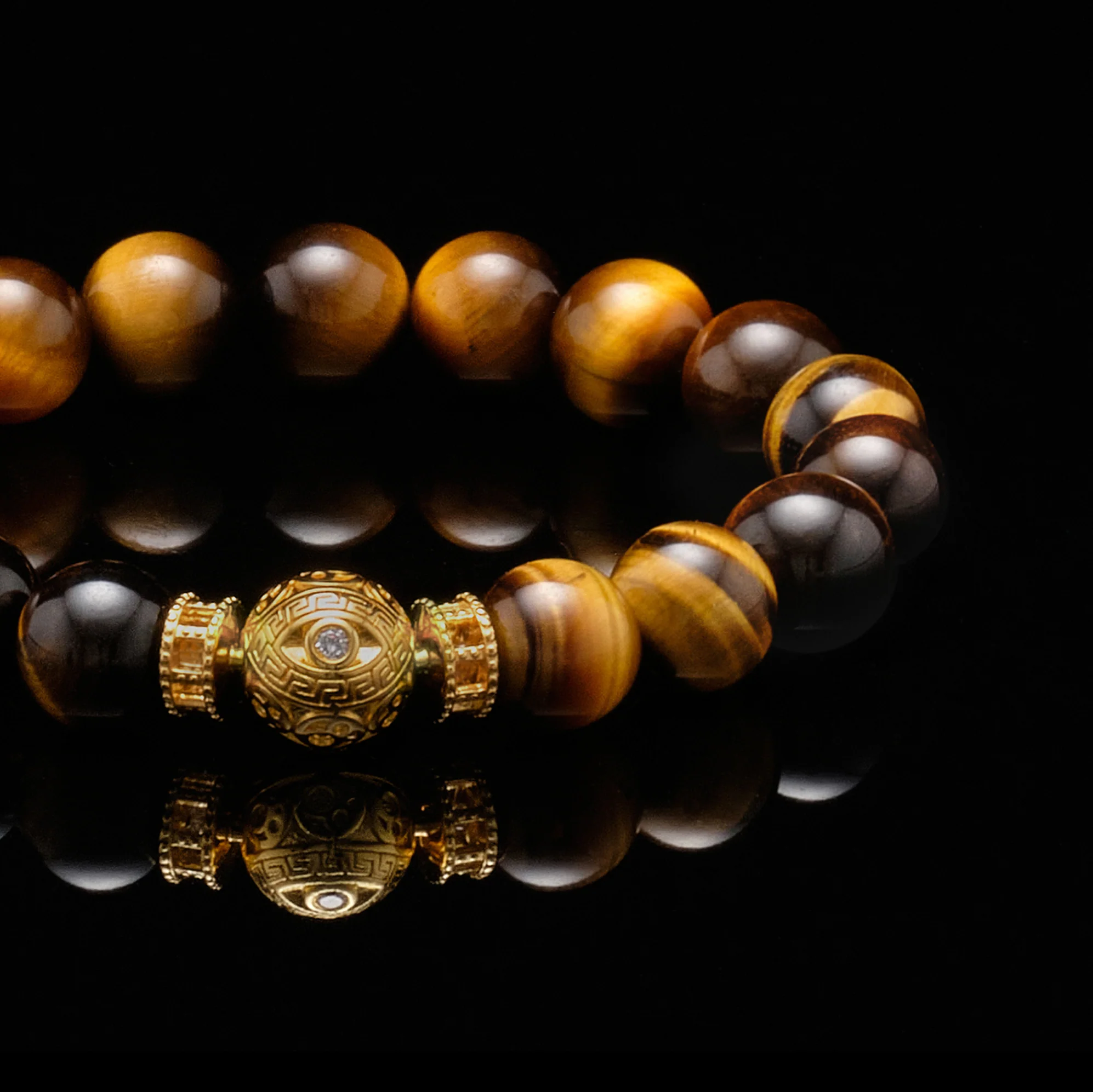 The Gold White Evil Eye Tiger Eye Bracelet - Image 3