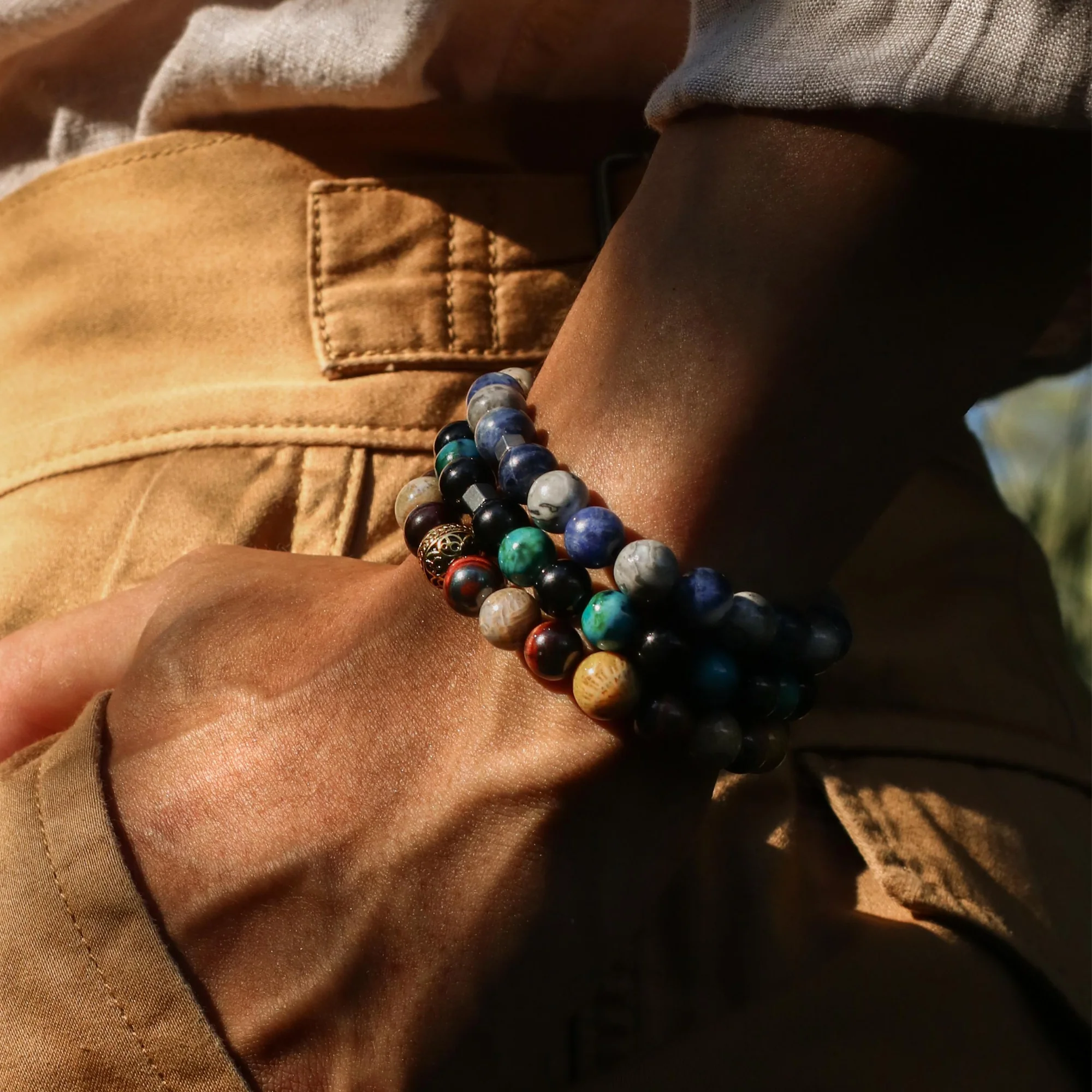 The Odin | Mens Stainless Steel Bracelets with Tiger Eye Turquoise Stone - Image 5