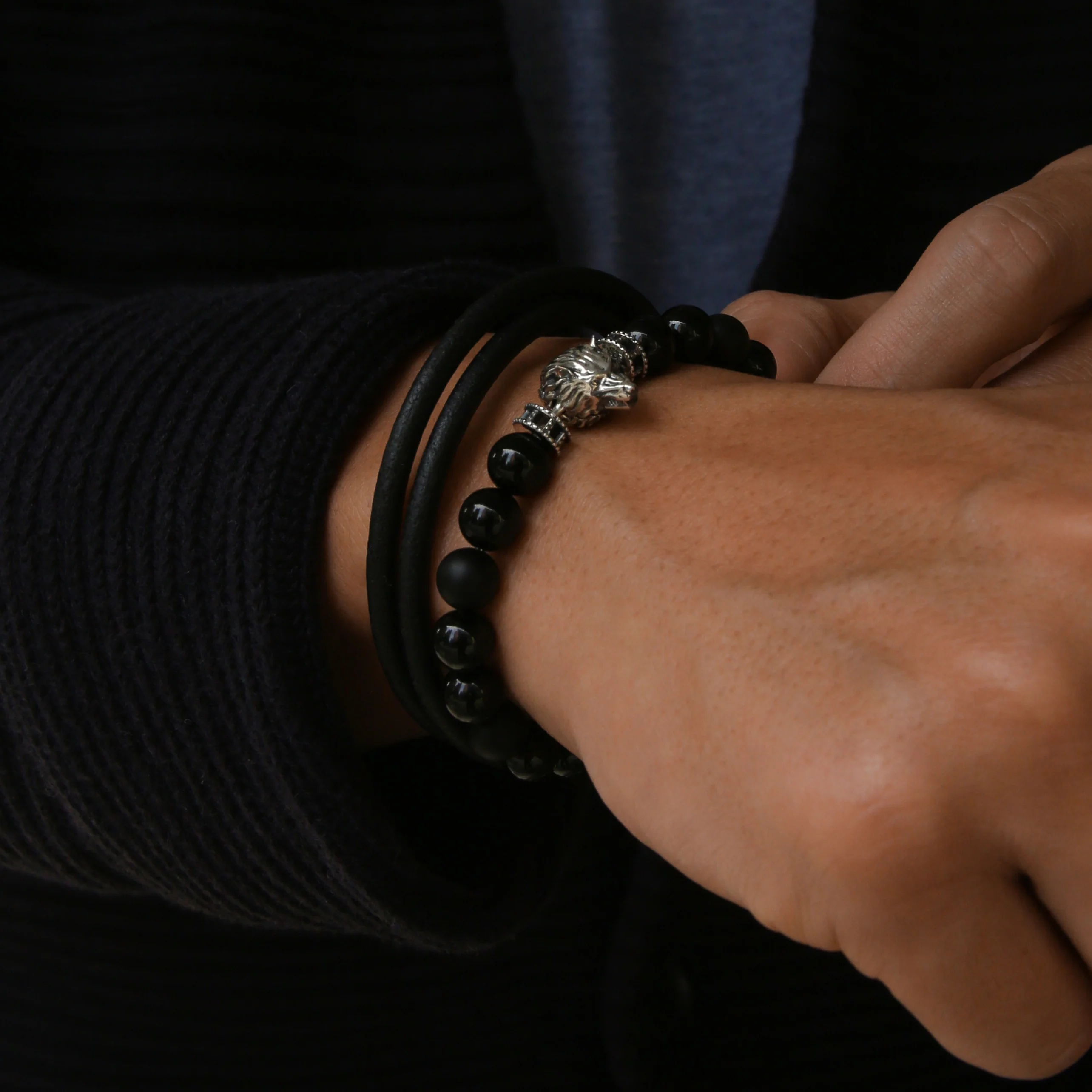 The Shadow Wolf  | Obsidian Wolf Bracelet - Image 3