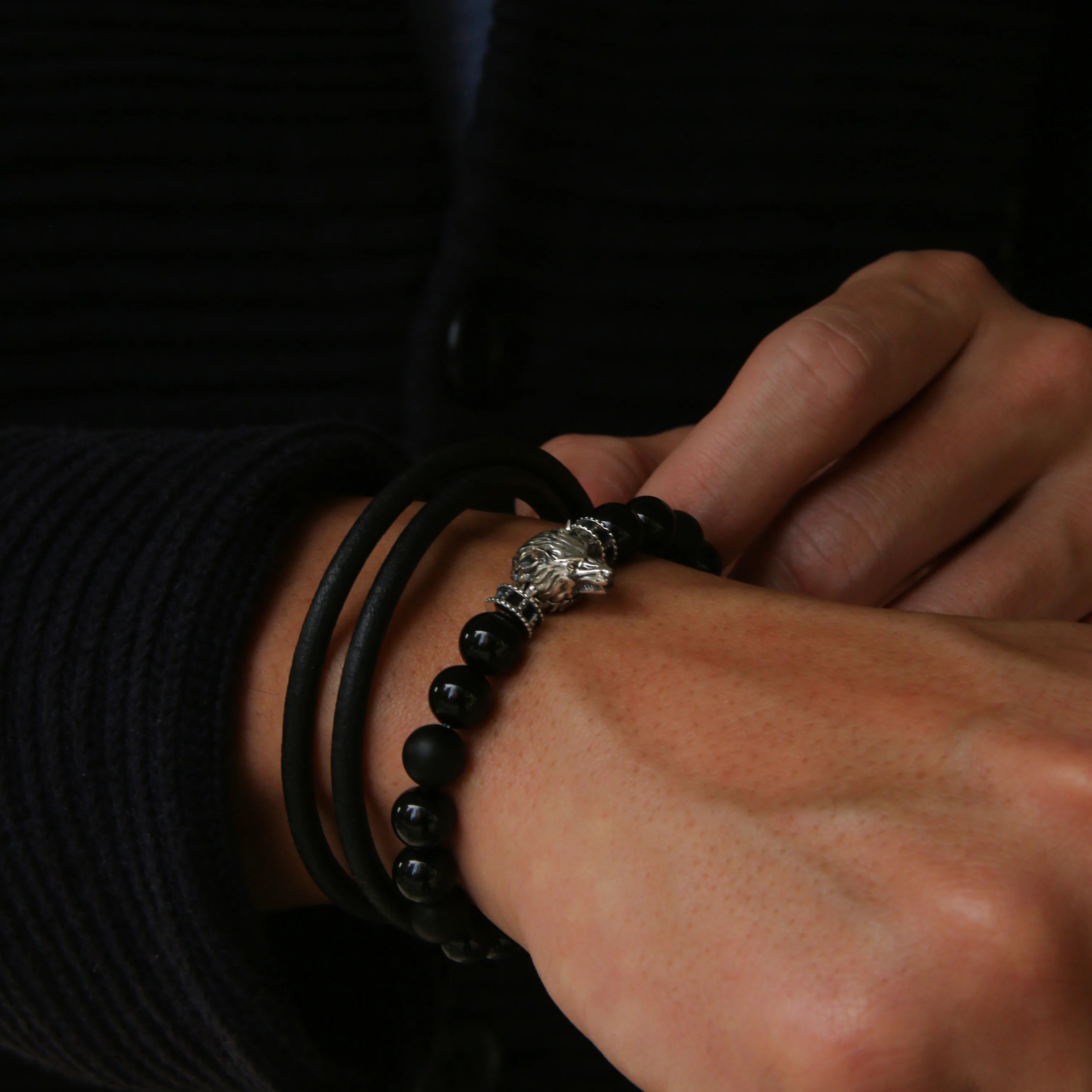 The Shadow Wolf  | Obsidian Wolf Bracelet - Image 4