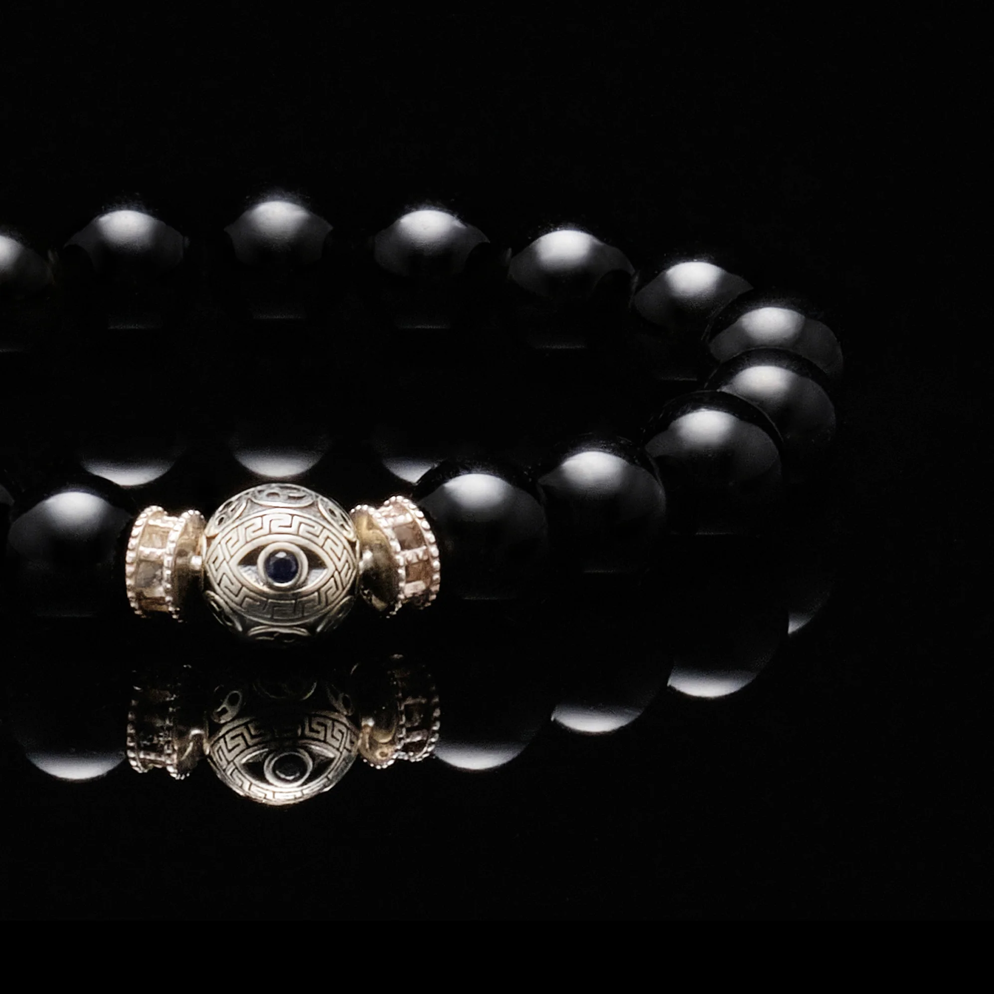 The Silver Black Evil Eye Obsidian Bracelet - Image 3