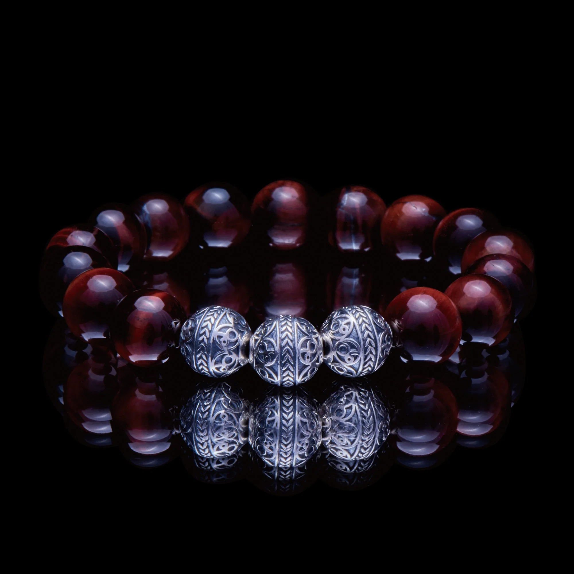 Silver Hematite, Tiger Eye Beaded Bracelet - Valentines bracelets - Image 3