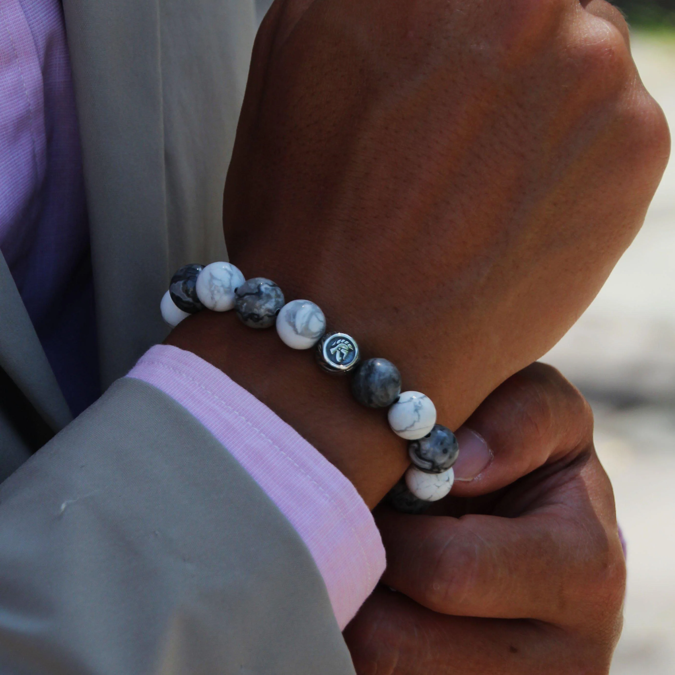 The Vault Hunter | Silver Dragrose Picasso Jasper Howlite Beaded Bracelet - Image 5