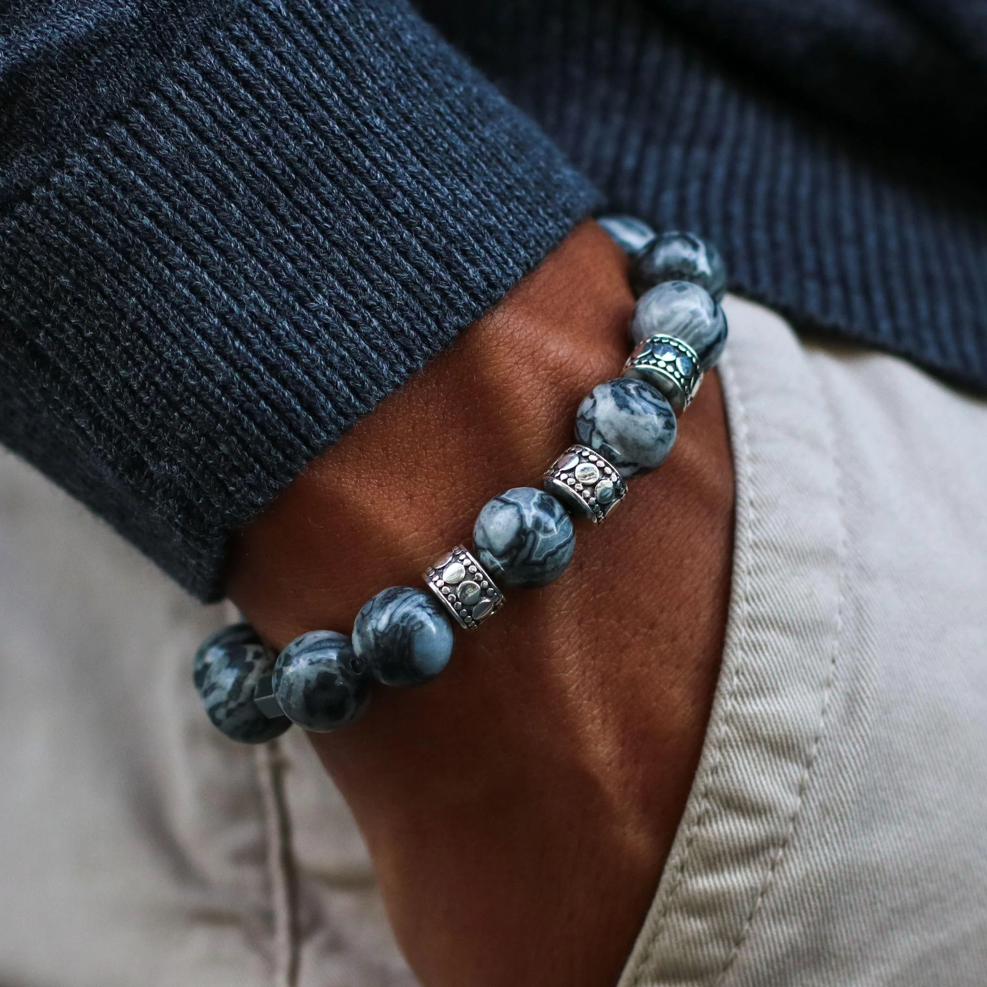 Silver Spacer Crown Chakra Bracelet - Image 3