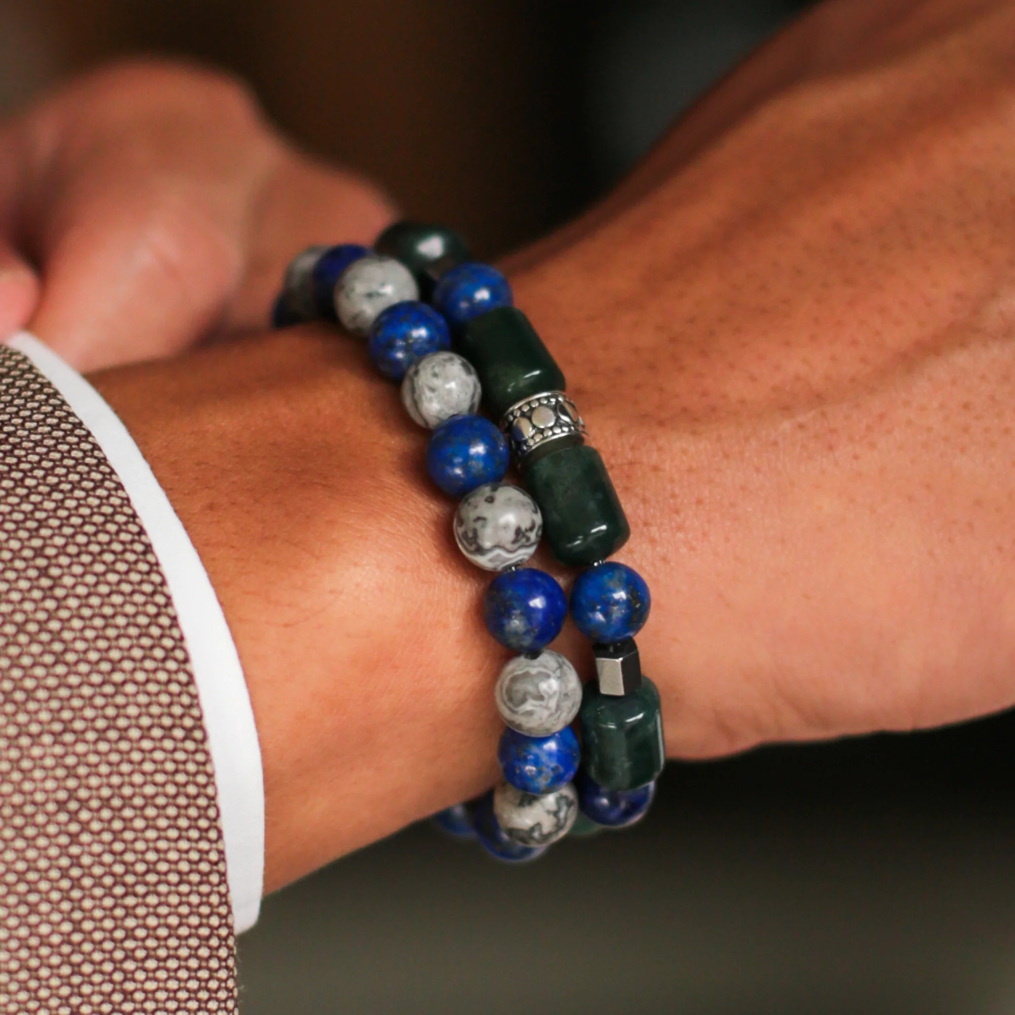 Green Bean Casserole | Men Stack Beaded Bracelets | Men Beaded Bracelet - Image 2