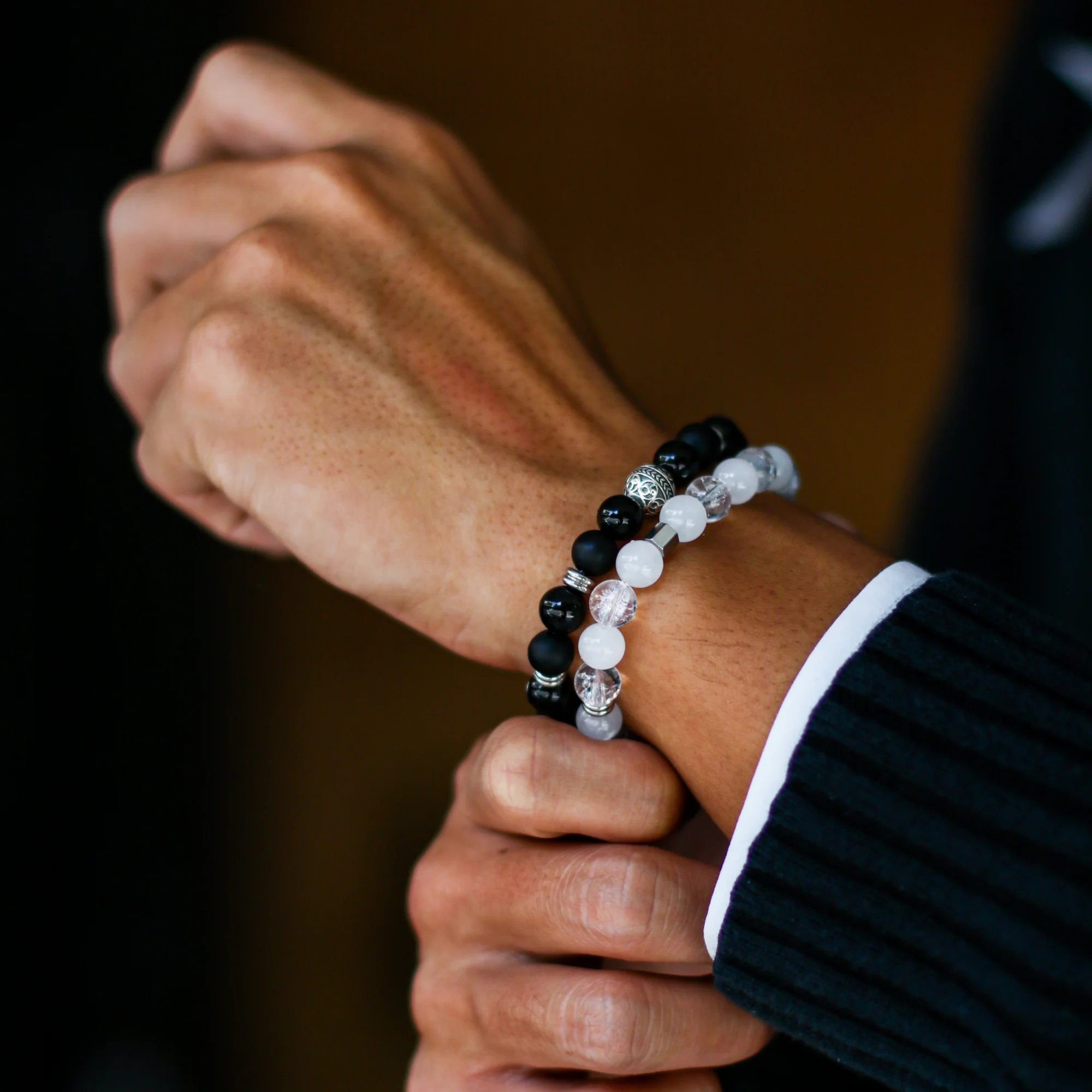 Yin and Yang | Men Stack Beaded Bracelets | Men Beaded Bracelet - Image 3