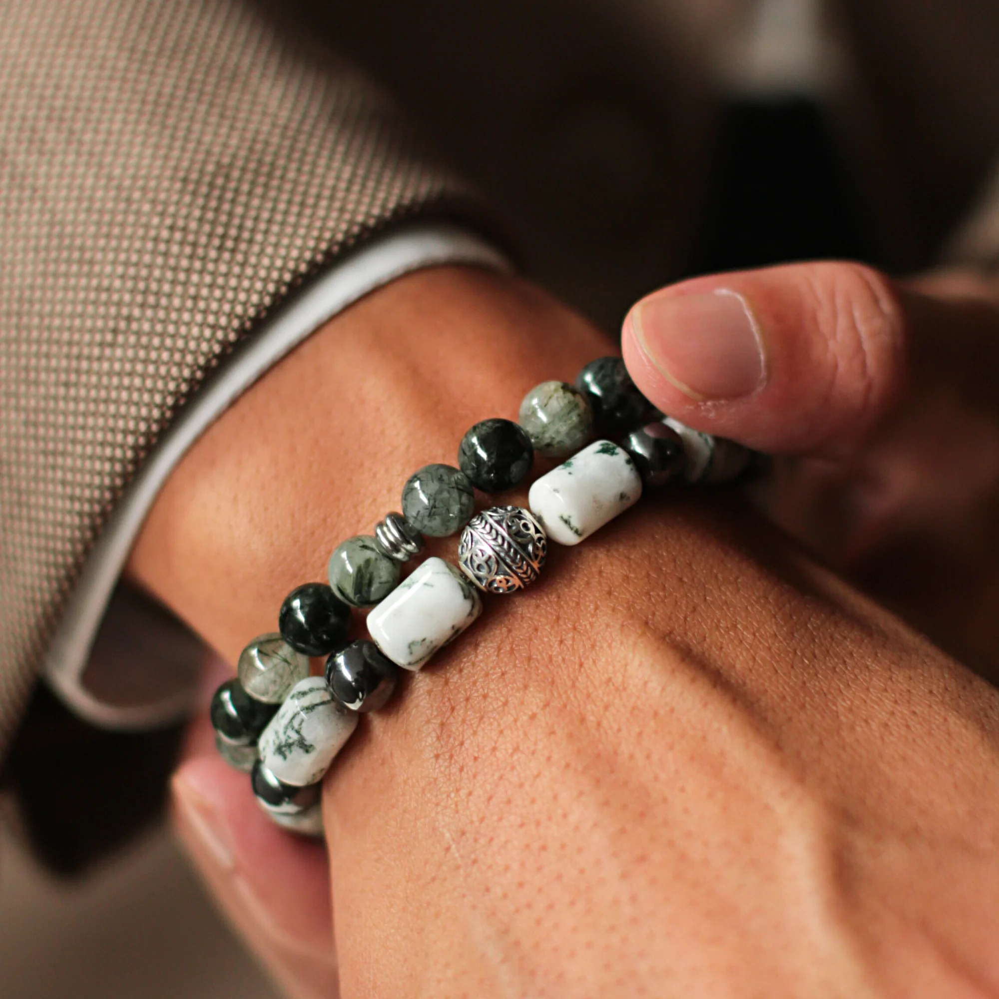 Salad | Men Stack Beaded Bracelets | Men Beaded Bracelet - Image 2