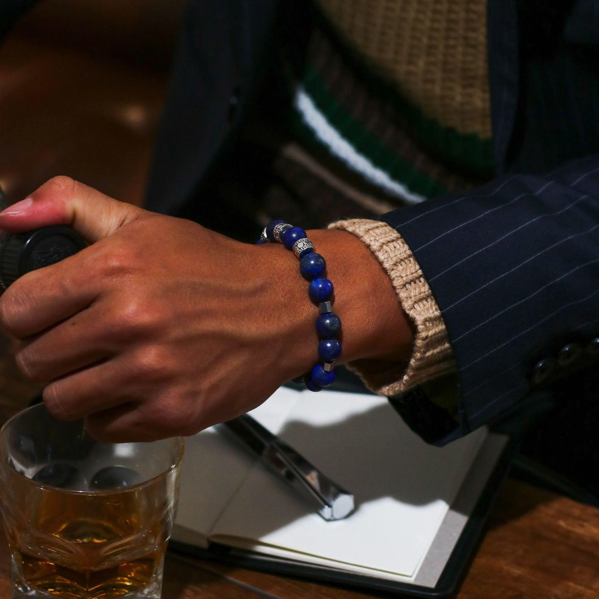 Silver Spacer Throat Chakra Bracelet - Image 4