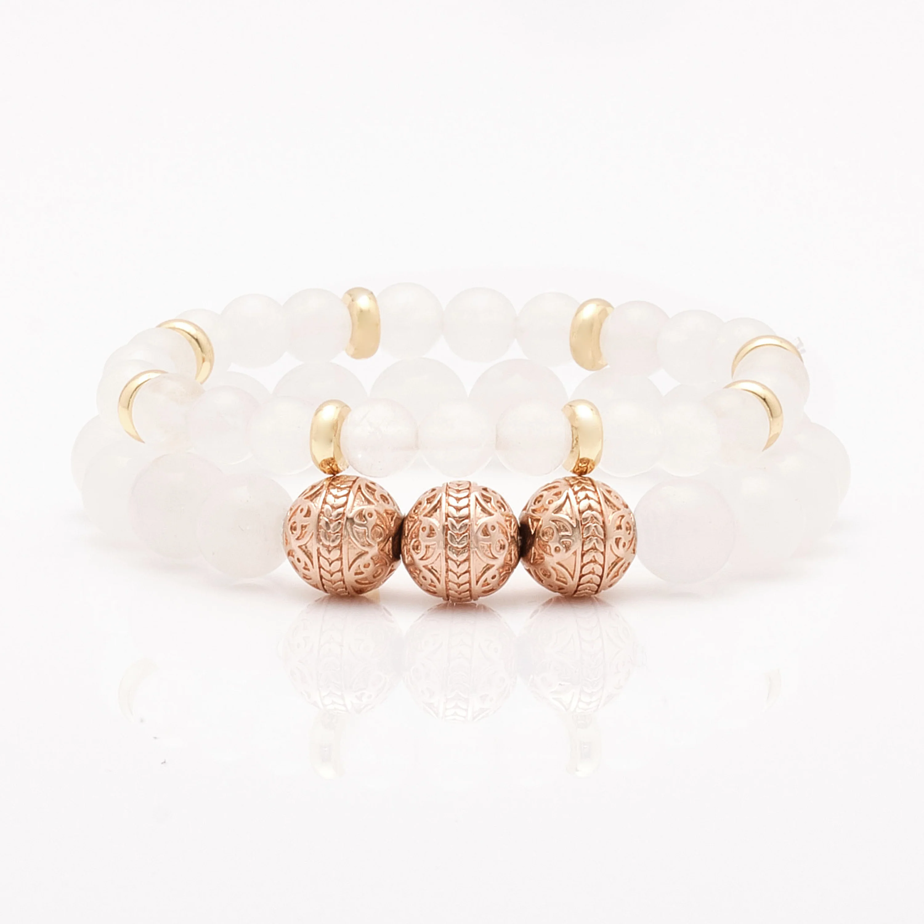 White Jade Rose Gold Bracelet with White Jade Bracelet